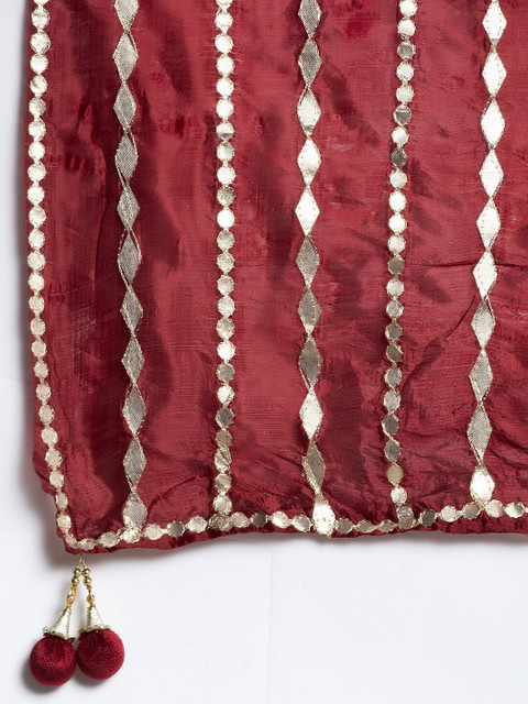 Clora Creation Maroon Gotta Patti Embroidered Silk Dupatta - Image 2