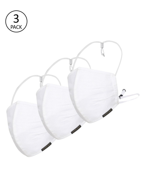 VASTRAMAY Unisex Pack Of 3 White 3-Ply Reusable Outdoor Face Mask - Image 3
