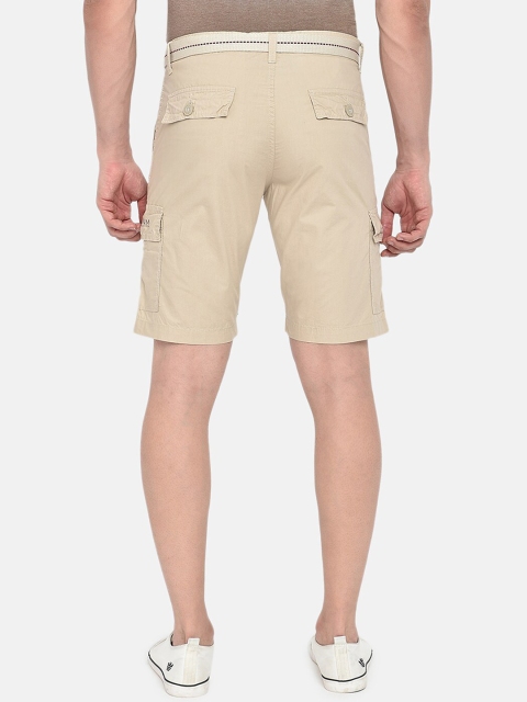 beevee Men Beige Solid Regular Fit Pure Cotton Cargo Shorts - Image 3