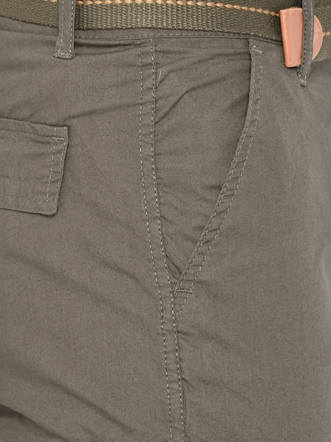 beevee Men Olive Green Solid Regular Fit Pure Cotton Cargo Shorts - Image 5