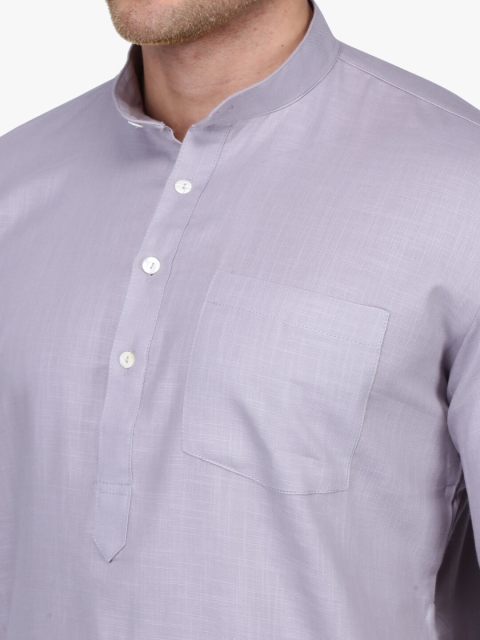 RAJUBHAI HARGOVINDAS Men Grey Solid Kurta with Pyjamas - Image 2