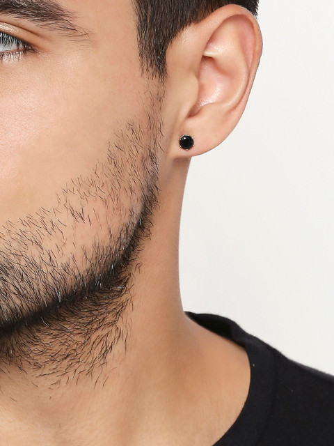 OOMPH Black & Silver-Plated Magnetic Non-Piercing Circular Studs