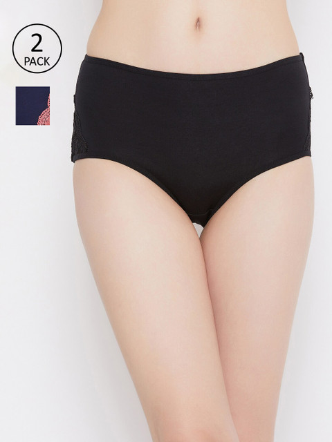 Clovia Women Pack Of 2 Solid Hipster Briefs COMPNC929