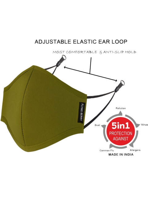 FLYING BERRY Unisex Pack Of 2 Green 3-Ply Anti Pollution Reusable Masks - Image 6