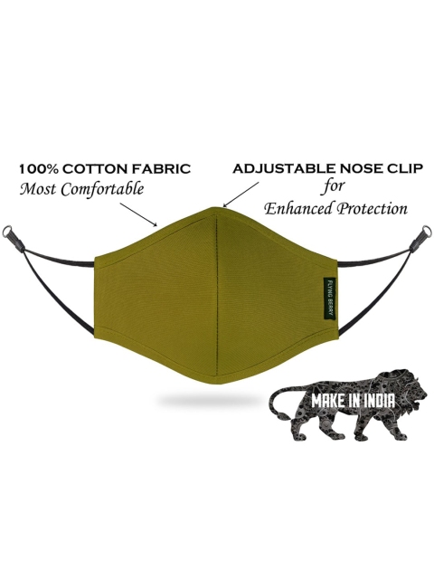 FLYING BERRY Pack Of 3 Olive Green Solid 3-Ply Reusable Protective Outdoor Masks - Image 4