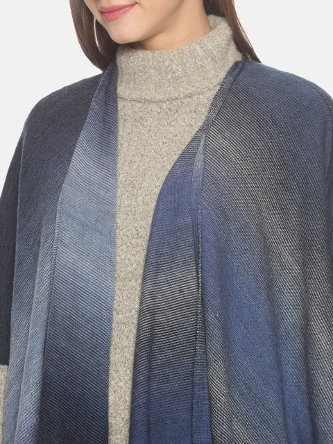 513 Women Blue & Grey Woven Design Kimono Shrug - Image 2