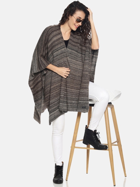 513 Women Brown Woven Design Kimono Shrug - Image 5