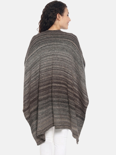 513 Women Brown Woven Design Kimono Shrug - Image 4