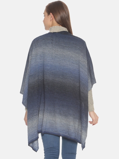 513 Women Blue & Grey Woven Design Kimono Shrug - Image 4