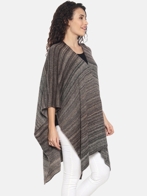 513 Women Brown Woven Design Kimono Shrug - Image 3