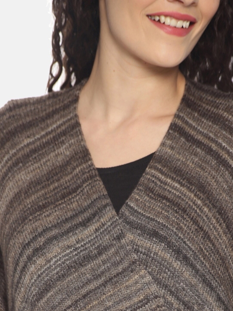 513 Women Brown Woven Design Kimono Shrug - Image 2