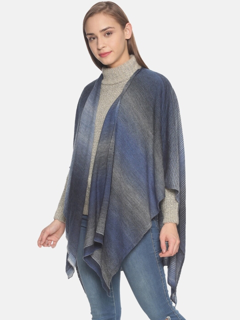 513 Women Blue & Grey Woven Design Kimono Shrug - Image 3