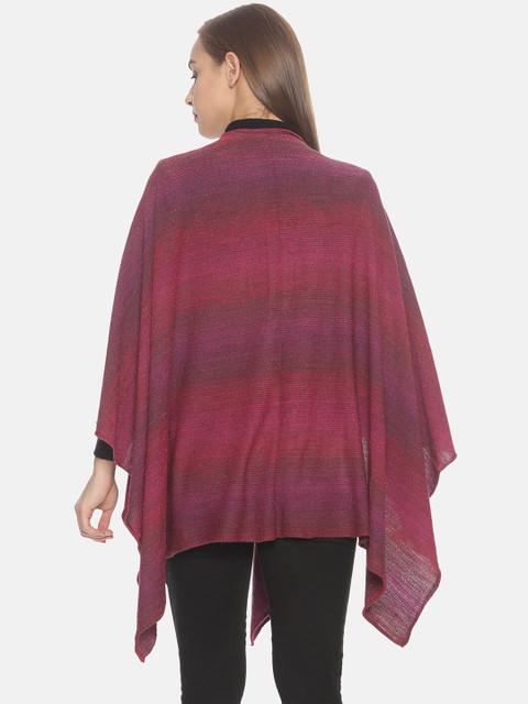 513 Women Pink & Grey Striped Acrylic Kimono Shrug - Image 4
