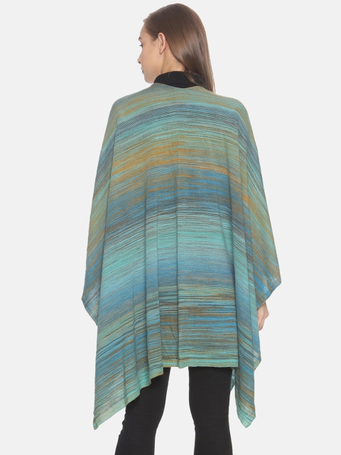513 Women Blue & Brown Striped Kimono Shrug - Image 4