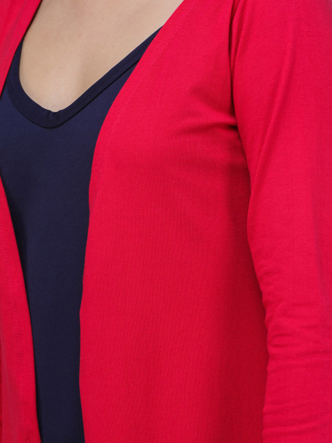 SCORPIUS Women Magenta Pink Solid Open-Front Longline Shrug - Image 2