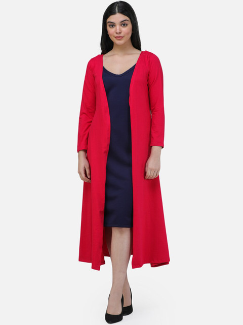 SCORPIUS Women Magenta Pink Solid Open-Front Longline Shrug - Image 6