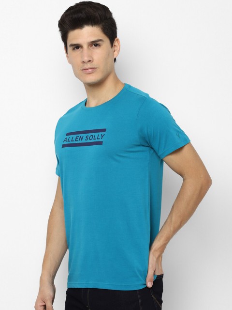Allen Solly Men Blue Printed Round Neck T-shirt - Image 3