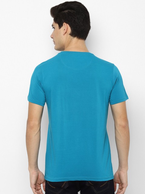 Allen Solly Men Blue Printed Round Neck T-shirt - Image 4