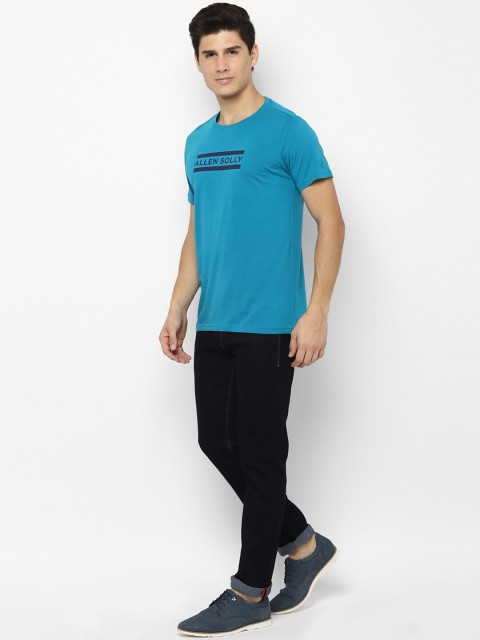 Allen Solly Men Blue Printed Round Neck T-shirt - Image 5
