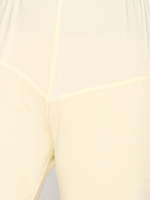 TSG Bliss Women Cream-Coloured Solid Shrinkage Resistance Churidar Leggings - Image 5