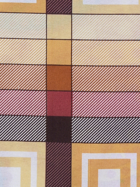 SWAYAM Brown & White Geometric 144 TC Cotton 1 King Bedsheet with 2 Pillow Covers - Image 4