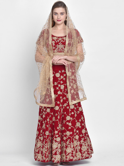 Dupatta Bazaar Gold-Coloured Embroidered Dupatta - Image 4