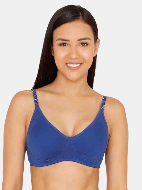 Zivame Blue Solid Non-Wired Lightly Padded T-shirt Bra ZI1934