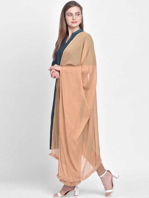 Dupatta Bazaar Beige Solid Dupatta - Image 3