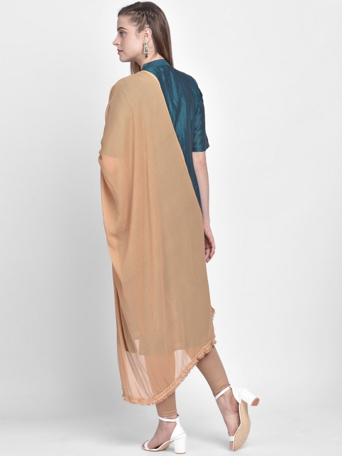 Dupatta Bazaar Beige Solid Dupatta - Image 4