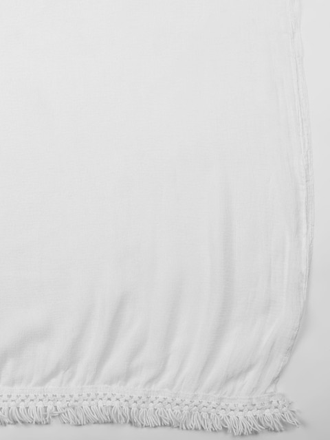 Dupatta Bazaar Women White Solid Dupatta - Image 2