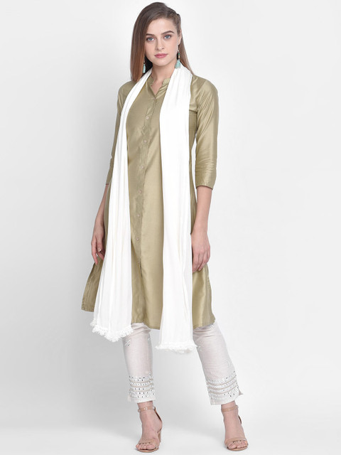 Dupatta Bazaar Women White Solid Dupatta - Image 3