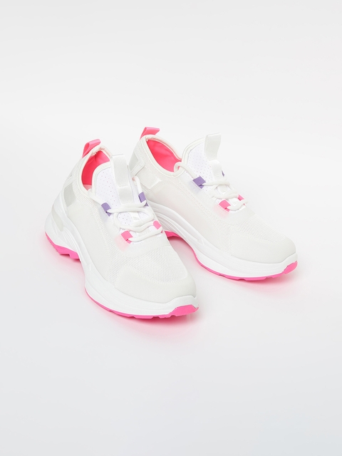 Ginger by Lifestyle Women White & Pink Sneakers