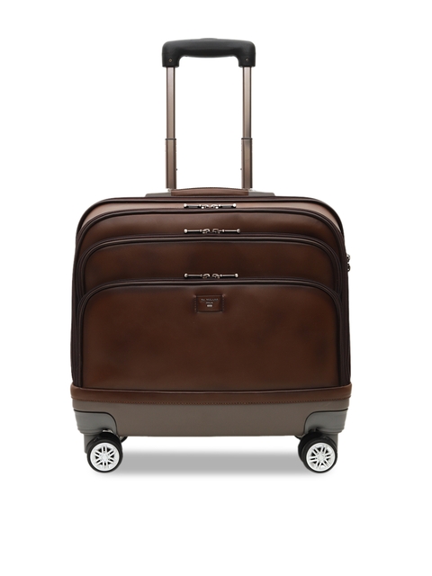 Da Milano Unisex Brown Solid Small Trolley Suitcase