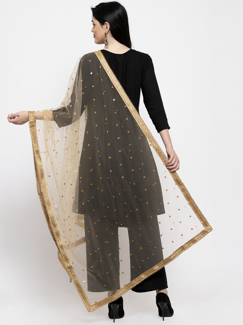 Clora Creation Gold-Coloured Gotta Patti Net Dupatta - Image 4