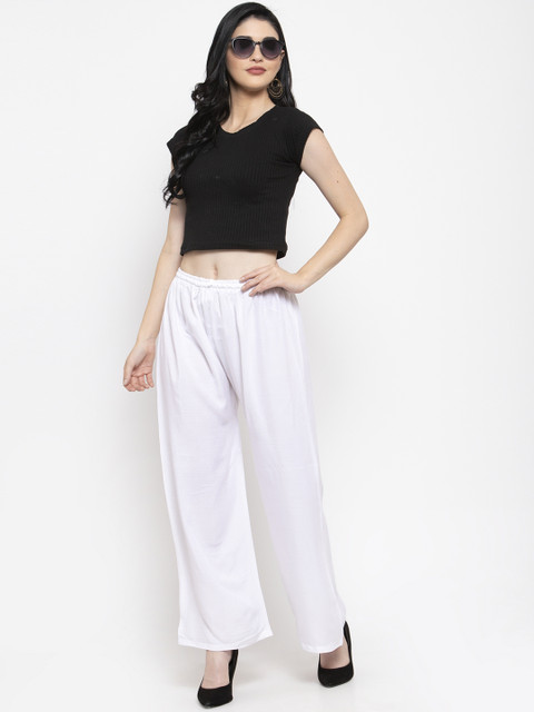 Clora Creation Women White Solid Straight Palazzos - Image 4