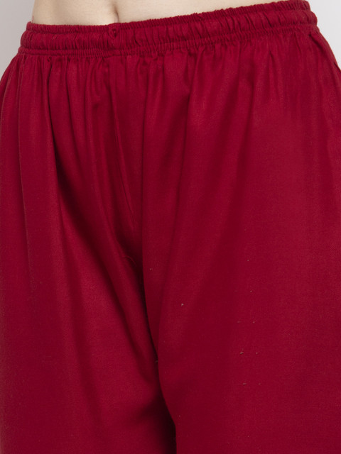 Clora Creation Women Maroon Solid Straight Palazzos - Image 5
