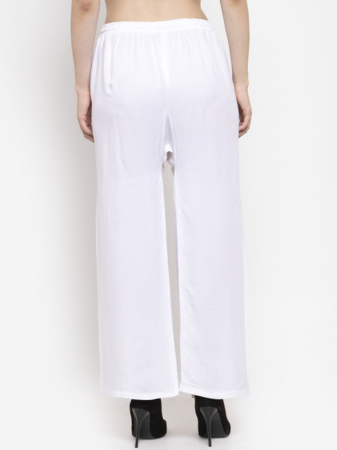 Clora Creation Women White Solid Straight Palazzos - Image 3