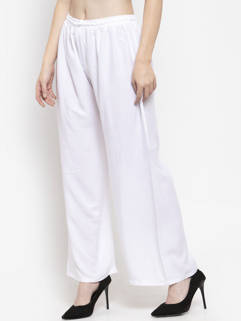 Clora Creation Women White Solid Straight Palazzos - Image 2