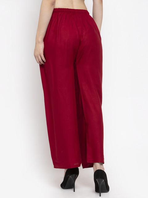 Clora Creation Women Maroon Solid Straight Palazzos - Image 3