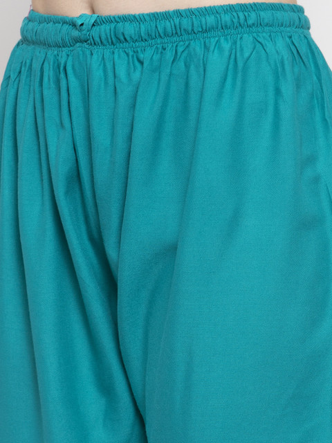 Clora Creation Women Turquoise Blue Solid Straight Palazzos - Image 5