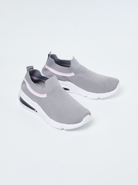Ginger by Lifestyle Women Grey & White Colourblocked Slip-On Sneakers