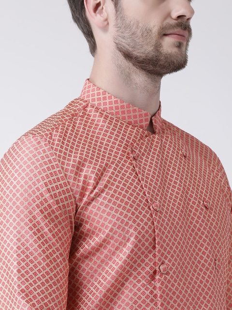 DEYANN Men Pink Woven Design Straight Kurta - Image 2