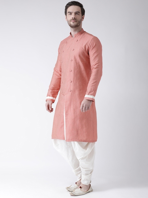 DEYANN Men Pink Woven Design Straight Kurta - Image 5