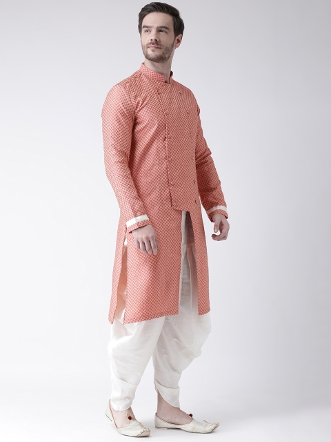 DEYANN Men Pink Woven Design Straight Kurta - Image 3