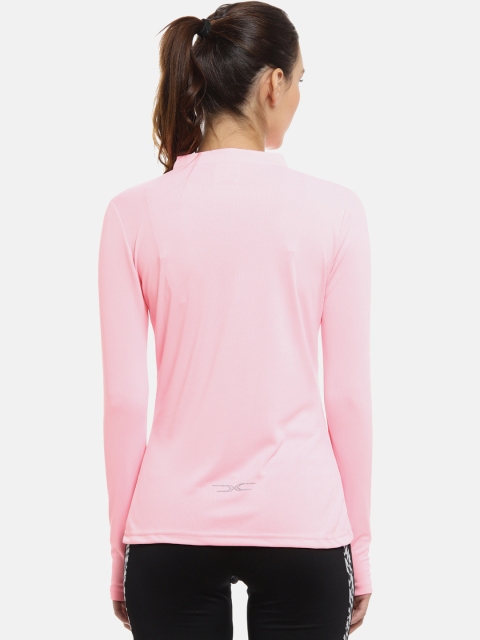 Campus Sutra Women Pink Solid High Neck T-shirt - Image 4