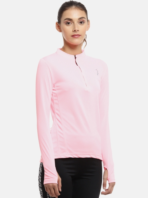 Campus Sutra Women Pink Solid High Neck T-shirt - Image 3