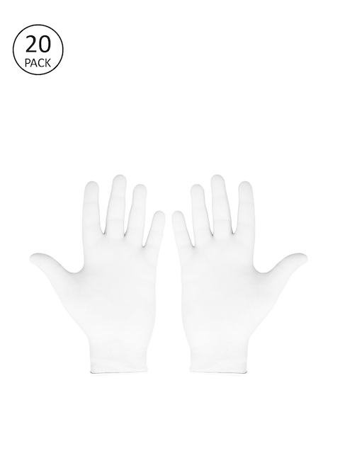 LONDON FASHION hob Unisex Pack Of 20 White Solid Surgical Disposable Hand Gloves