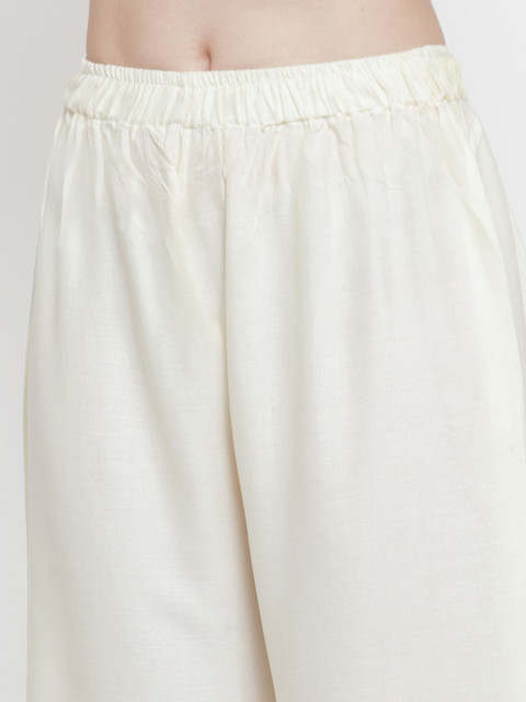 TAG 7 Women Off-White Solid Flared Palazzos - Image 5