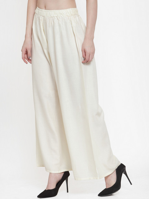 TAG 7 Women Off-White Solid Flared Palazzos - Image 2