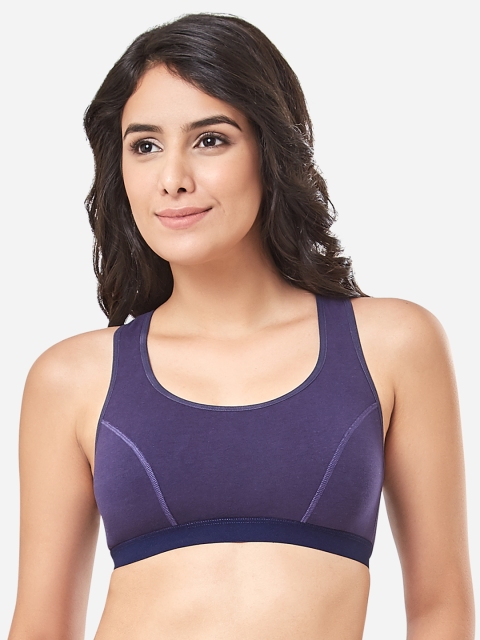 every de by amante Purple Solid Non-Wired Non Padded Sports Bra EB008